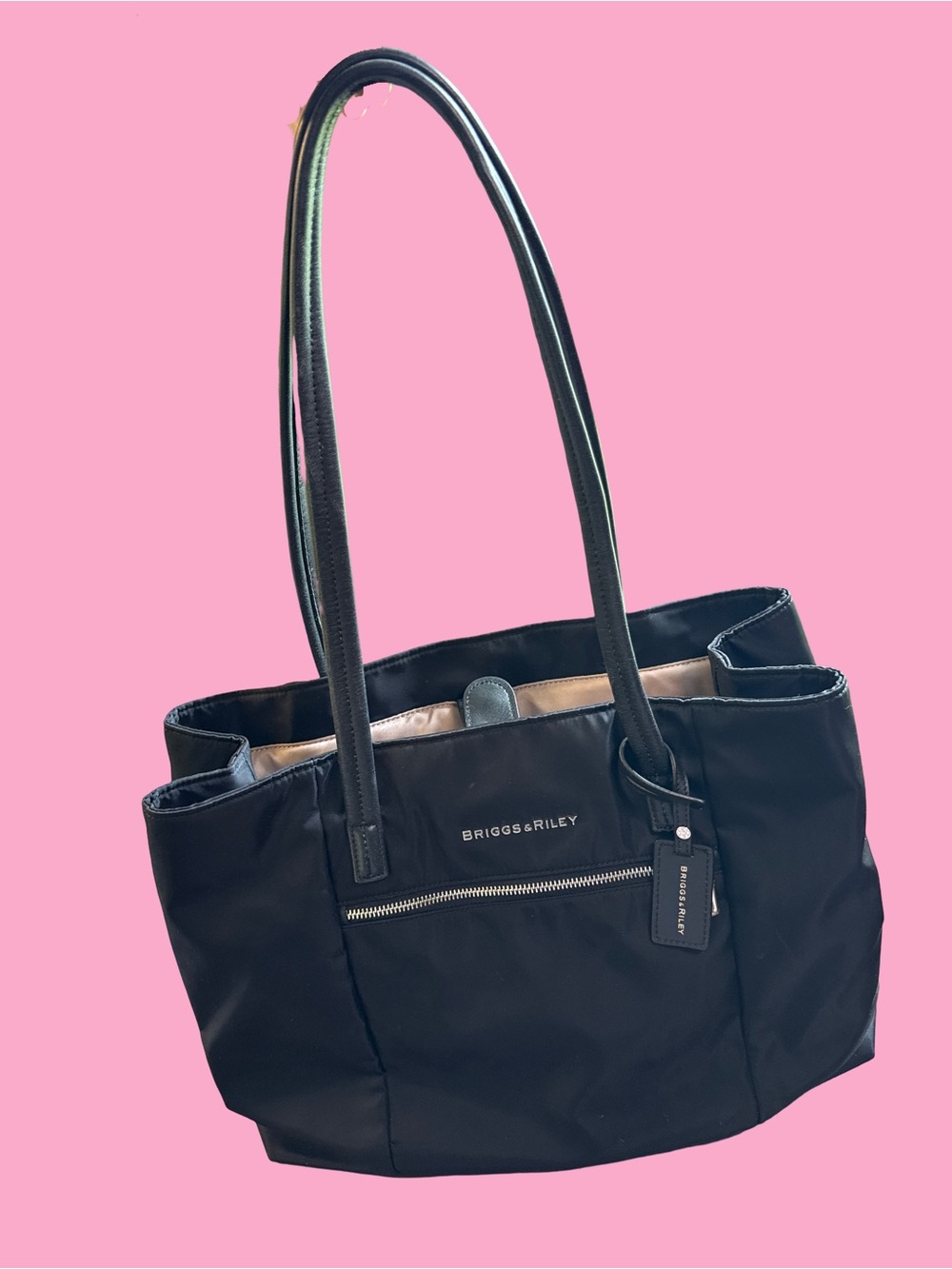 Briggs & Riley Black Nylon Tote with Leather Trim